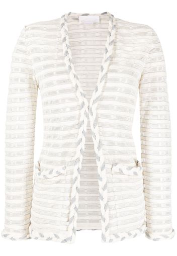 Genny open-knit mesh-lining cardigan - Bianco