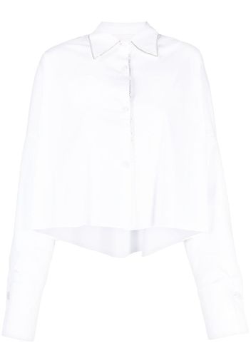 Genny embellished-trim cropped shirt - Bianco