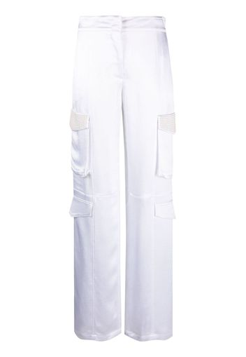 Genny satin-finish cargo-pocket trousers - Bianco