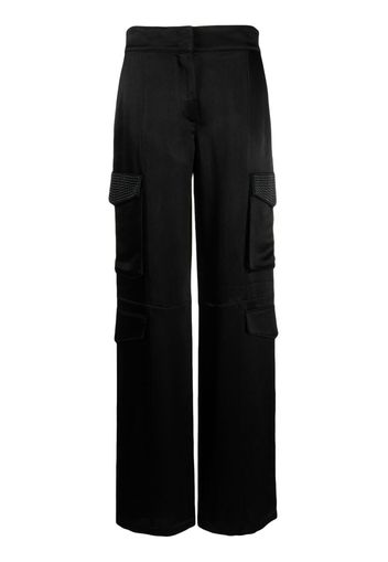 Genny satin-finish cargo-pocket trousers - Nero