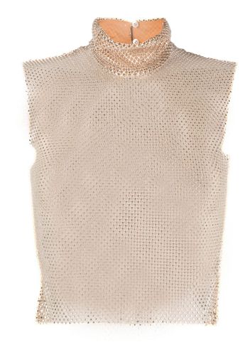 Genny crystal-embellished chainmail tank top - Toni neutri