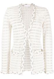 Genny open-knit mesh-lining cardigan - Bianco