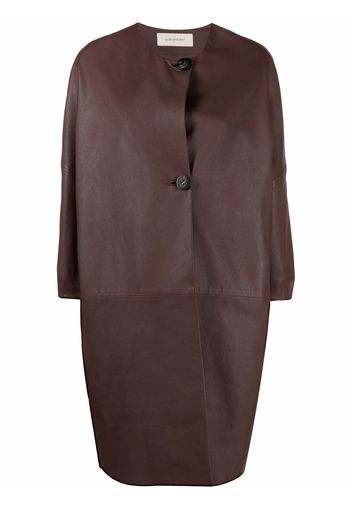 Gentry Portofino buttoned-up leather coat - Marrone