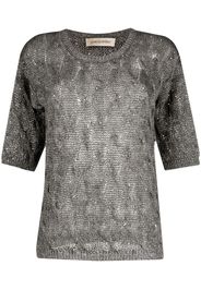 Gentry Portofino open knit short-sleeved top - Grigio