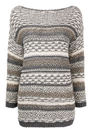 Gentry Portofino striped knit boat neck jumper - Grigio