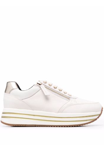 Geox zip-detail lace-up sneakers - Bianco