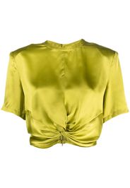 Gestuz round-neck silk crop top - Verde