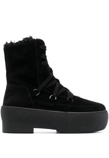 GIABORGHINI flatform lace-up suede boots - Nero