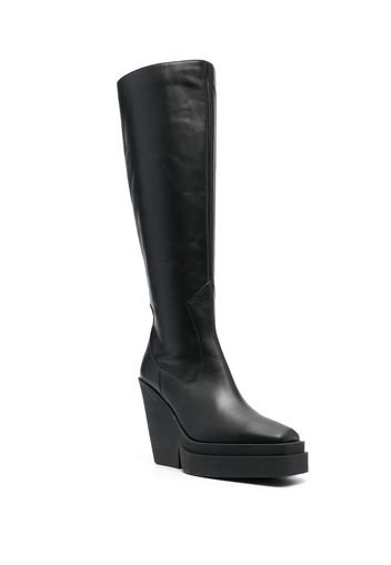 GIABORGHINI 120mm knee-high leather boots - Nero