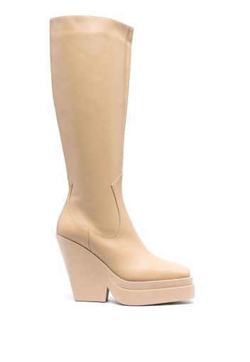 GIABORGHINI 120mm knee-high leather boots - Toni neutri