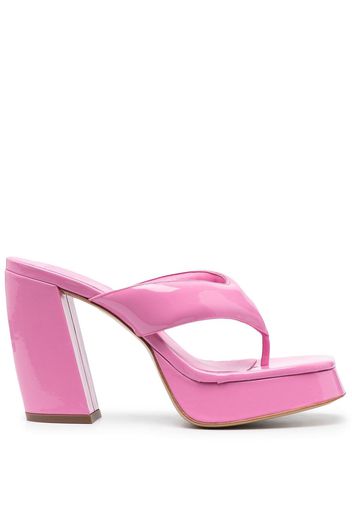 GIABORGHINI glossy-finish square-toe sandals - Rosa