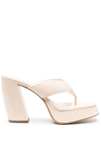 GIABORGHINI 110mm patent-leather platform sandals - Toni neutri