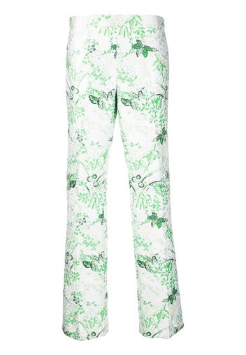 Giambattista Valli leaf-jacquard straight trousers - Bianco