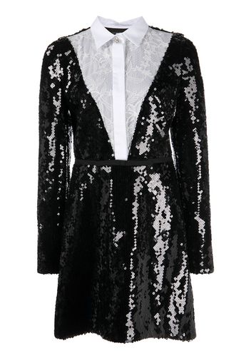Giambattista Valli floral lace shirt sequinned dress - Nero