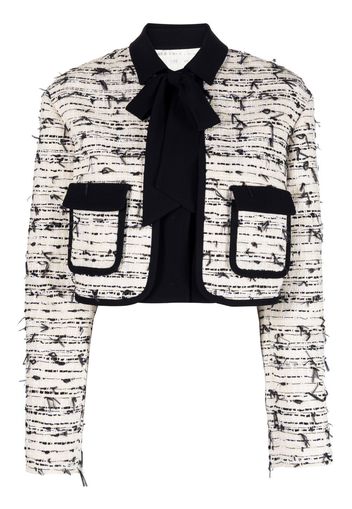 Giambattista Valli frayed tweed jacket - Toni neutri