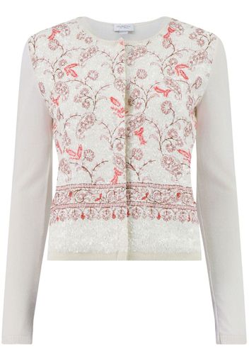 Giambattista Valli Cardigan Popping Paisley con paillettes - Bianco