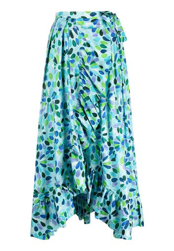 Gianluca Capannolo asymmetric floral-print ruffled skirt - Blu