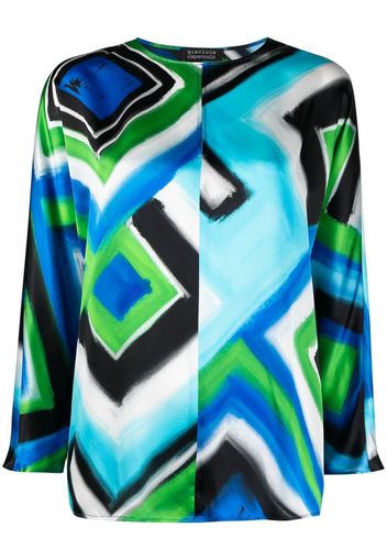 Gianluca Capannolo abstract-print silk top - Blu