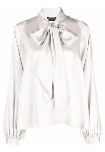 Gianluca Capannolo draped pussybow blouse - Bianco