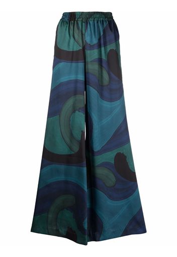 Gianluca Capannolo abstract-print elasticated-waist palazzo trousers - Verde