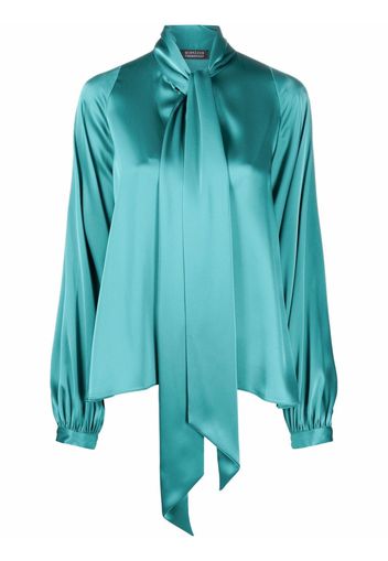 Gianluca Capannolo pussy bow-collar satin blouse - Verde