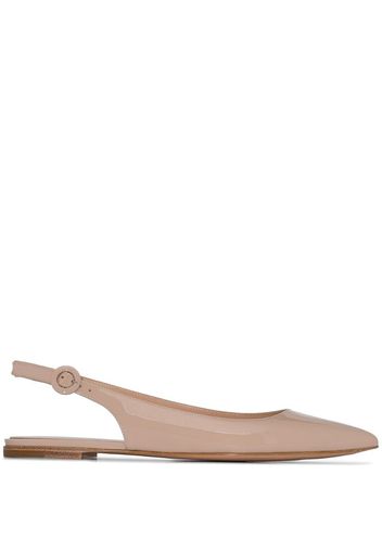 neutral slingback leather flat pumps