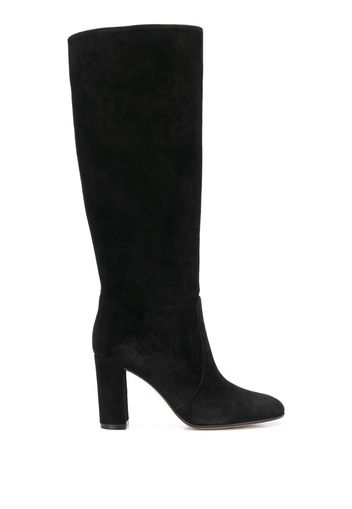 suede knee-high mesh boots