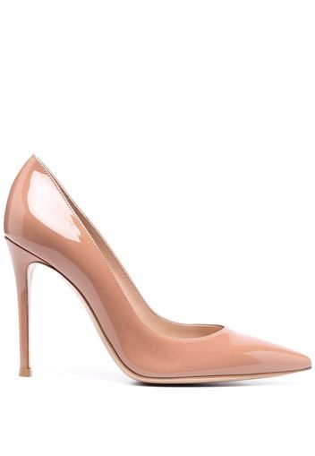 Gianvito Rossi pointed 100mm patent leather pumps - Toni neutri