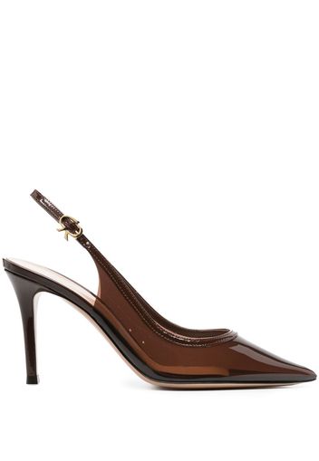 Gianvito Rossi 100mm slingback pointed mules - Marrone