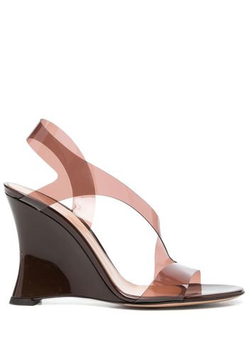 Gianvito Rossi 100mm transparent wedge sandals - Marrone