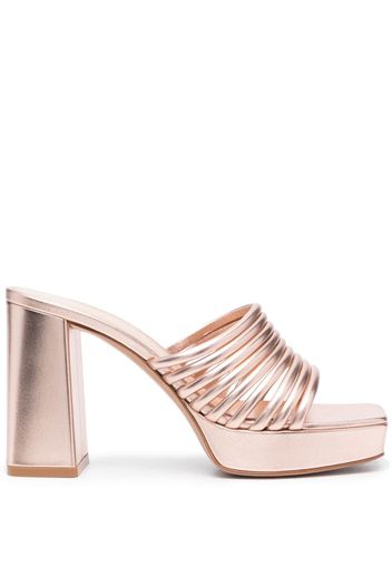 Gianvito Rossi Mules Lena 100mm con effetto metallizzato - Rosa