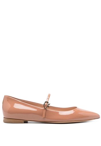 Gianvito Rossi pointed-toe buckle-strap ballerina shoes - Toni neutri