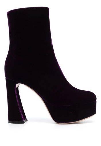 Gianvito Rossi 110mm velvet platform boots - Viola