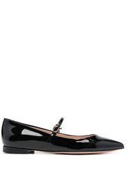 Gianvito Rossi pointed-toe buckle-strap ballerina shoes - Nero