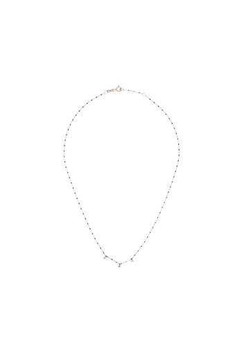 Collana in oro 18kt con perline e tre diamanti