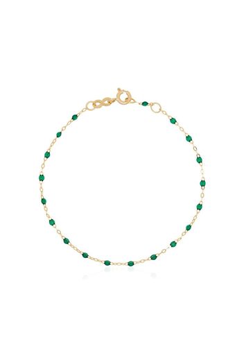 18K yellow gold green beaded bracelet