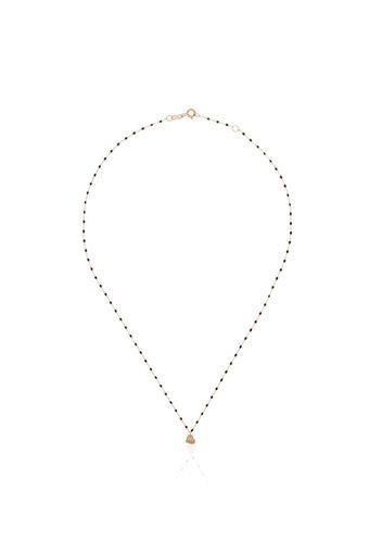 18kt gold Heart charm beaded necklace