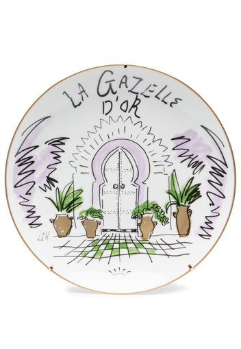 GINORI 1735 La Gazelle D'or porcelain plate - Bianco