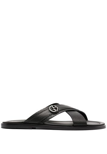 Giorgio Armani logo-patch sandals - Nero