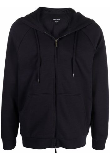 Giorgio Armani Blouson embossed-logo zip-up hoodie - Blu