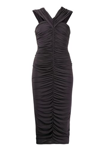 Giorgio Armani ruched-detail V-neck dress - Nero