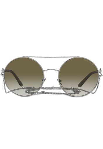 Giorgio Armani chain-detail round-frame sunglasses - Argento