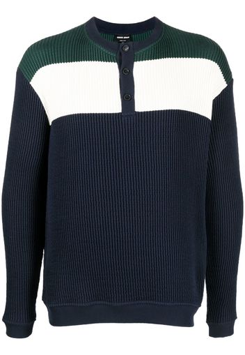 Giorgio Armani ribbed-knit polo jumper - Blu