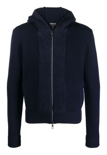 Giorgio Armani knitted zip-up hoodie - Blu