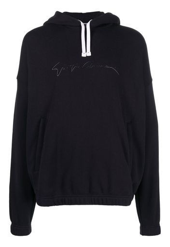 GIORGIO ARMANI logo-print cotton hoodie - Blu