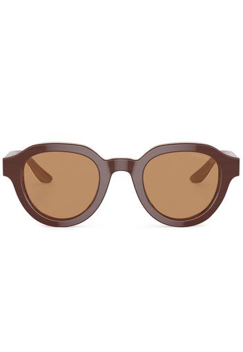 Giorgio Armani logo-print round-frame sunglasses - Marrone