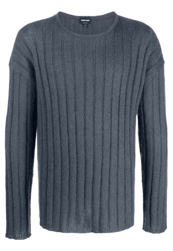 Giorgio Armani ribbed knit mohair-wool blend jumper - Blu