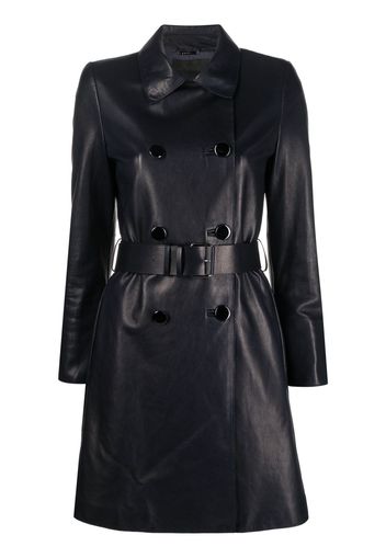 Giorgio Armani leather trench coat - Blu