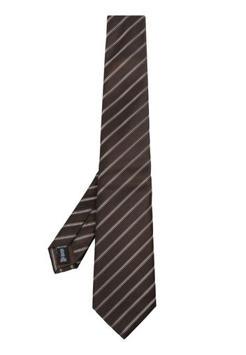 Giorgio Armani stripe silk-cotton tie - Marrone