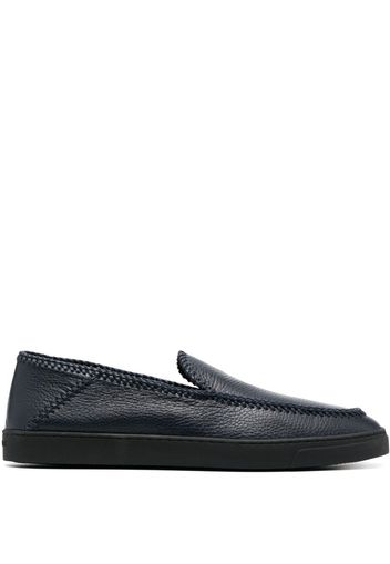 Giorgio Armani whipstitch-detail leather loafers - Blu